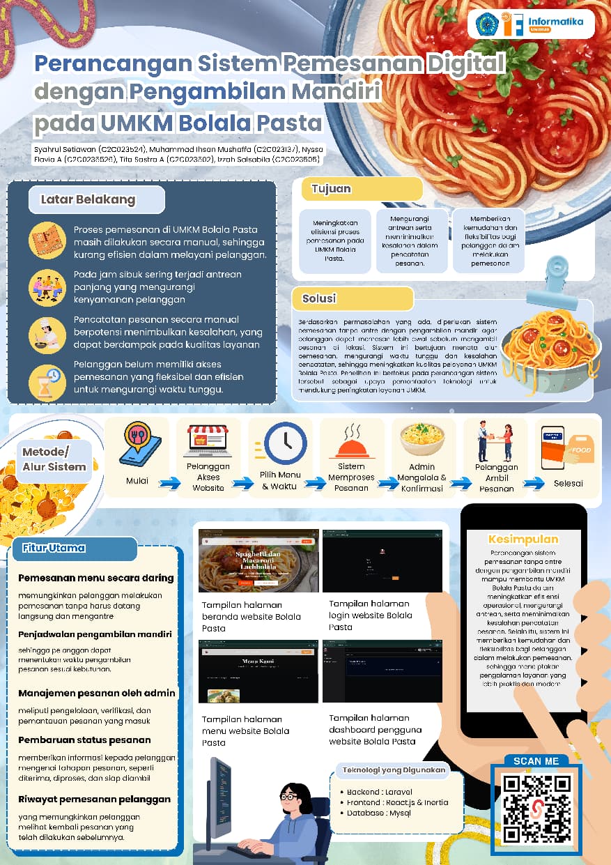 Perancangan Sistem Pemesanan Digital dengan Pengambilan Mandiri pada UMKM Bolala Pasta